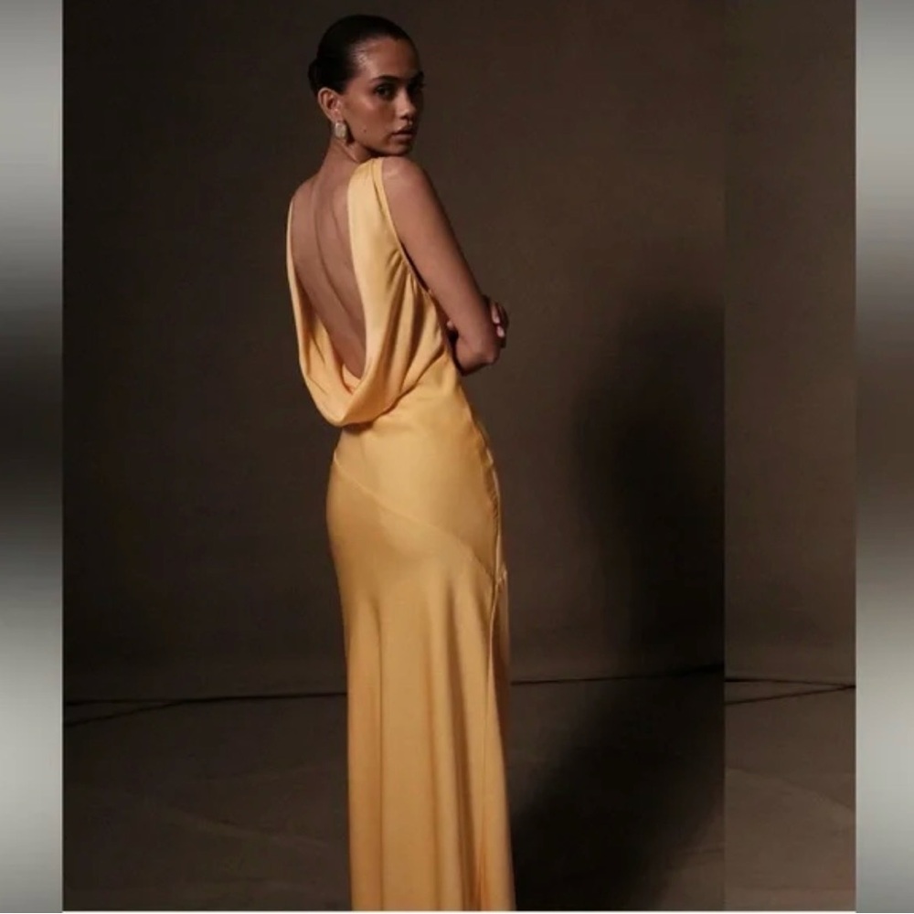 Meshki Elegant Yellow Evening Gown